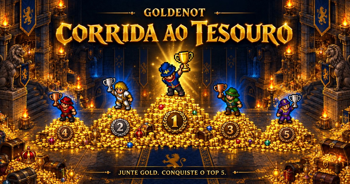 Cinco aventureiros disputam o topo das pilhas de gold